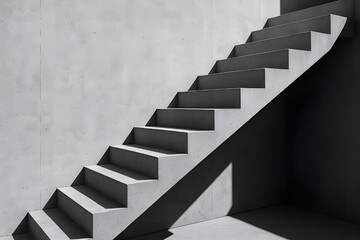 Minimalist Concrete Staircase — Geometric Shadows & Monochrome Architecture