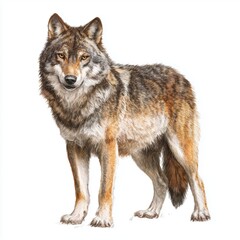 Majestic Wolf Portrait - Detailed Animal Art , PNG isolated cut out image