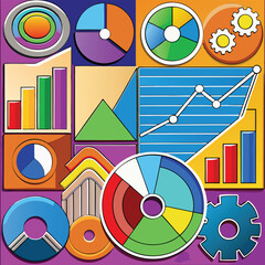 Colorful Data Visualization Charts and Graphs Collection Keywords: chart, graph, data, visualization
