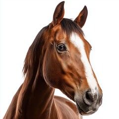 Obraz premium Close-up of a Majestic Brown Horse Head , PNG isolated cut out image