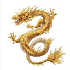 Fototapeta premium Majestic Golden Dragon Art , PNG isolated cut out image