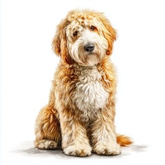 Adorable Golden Dog Portrait , PNG isolated cut out image