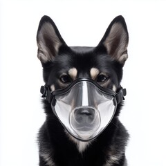 Dog Wearing a Protective Mask , PNG isolated cut out image