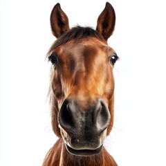 Close-up of a Majestic Brown Horse's Face , PNG isolated cut out image