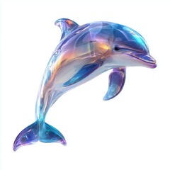 Spectacular Glass Dolphin Leaping , PNG isolated cut out image