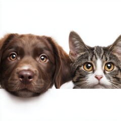 Adorable Puppy and Kitten Faces , PNG isolated cut out image