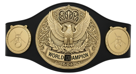 World champion boxing belt gold eagle crown winner prize fight tournament competition achievement victory 100 transparent background