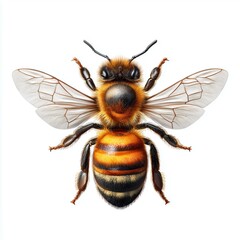 Detailed Honeybee Illustration , PNG isolated cut out image