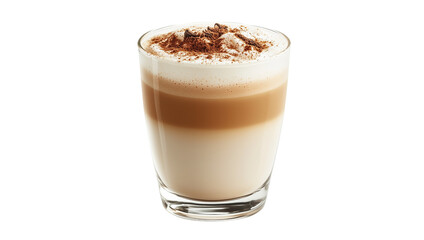 A glass of coffee with a brown foam on top