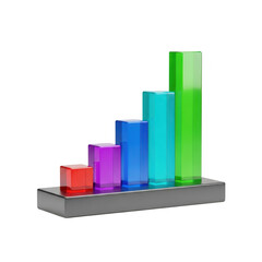 Colorful bar graph isolated on transparent background render