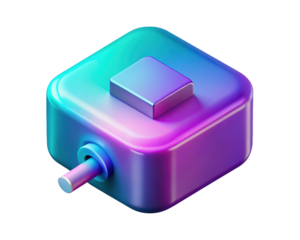 Abstract isometric toggle switch with gradient on background 3d illustration isolated on transparent background