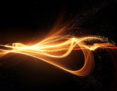 Abstract glowing golden waves