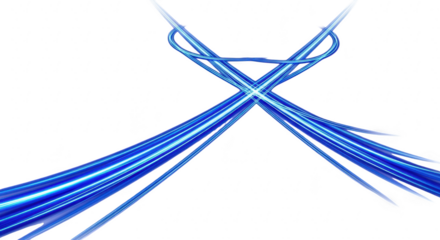 Abstract blue light trails isolated on transparent background