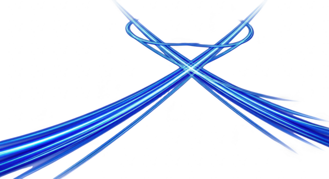 Abstract blue light trails isolated on transparent background