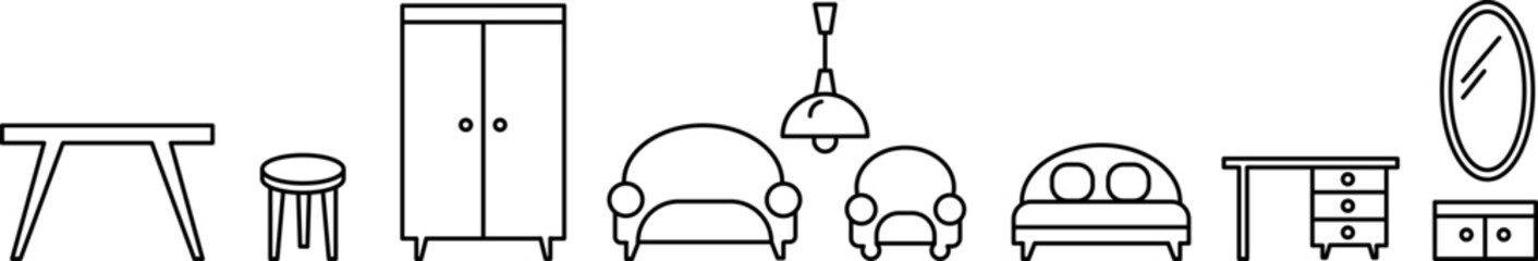 Set of Furniture Line Icons