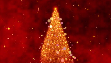 Glowing Holiday Animation Featuring a Spiraling Light Effect Leading to a Sparkling Christmas Tree Surrounded by Starry Background