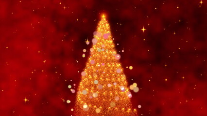 Glowing Holiday Animation Featuring a Spiraling Light Effect Leading to a Sparkling Christmas Tree Surrounded by Starry Background