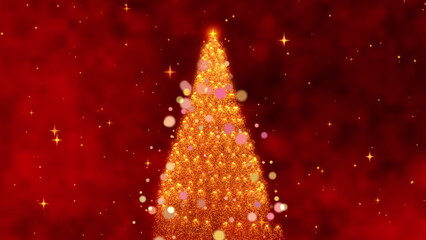 Glowing Holiday Animation Featuring a Spiraling Light Effect Leading to a Sparkling Christmas Tree Surrounded by Starry Background