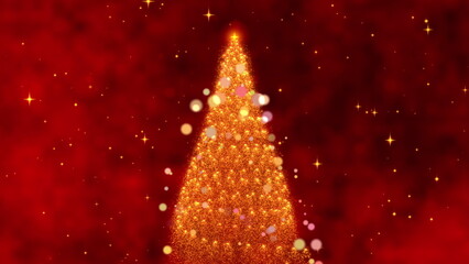 Glowing Holiday Animation Featuring a Spiraling Light Effect Leading to a Sparkling Christmas Tree Surrounded by Starry Background
