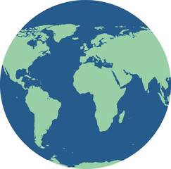 Earth globe illustration, world map icon, global planet design, international geography symbol, environment, nature, continents, travel, education, vector graphic