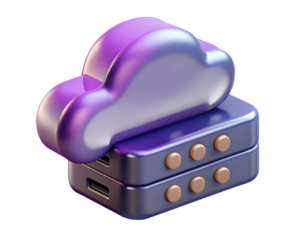 Cloud computing and data storage server illustration for secure backup and networking solutions 3d illustration isolated on transparent background