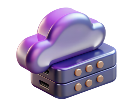 Cloud computing and data storage server illustration for secure backup and networking solutions 3d illustration isolated on transparent background