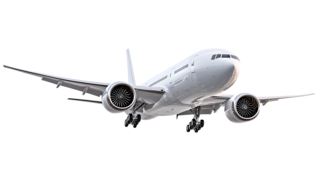 A large white airplane is flying in the sky