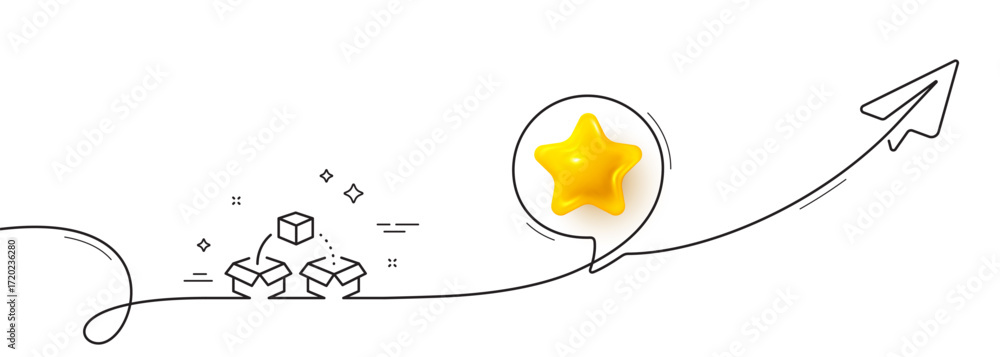 Poster parcel shipping line icon. continuous line with share plane. delivery box sign. cargo package symbol