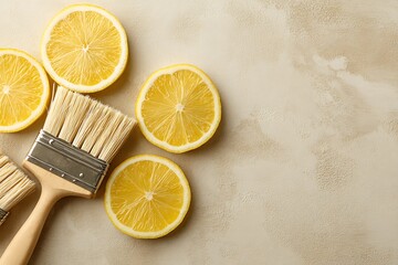 lemon slices on wooden background