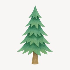 Fototapeta premium Watercolor evergreen tree illustration.