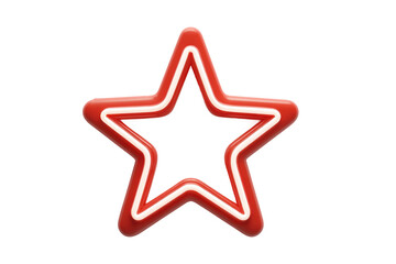 Obraz premium Glowing red neon star light with white center on black background, cut out
