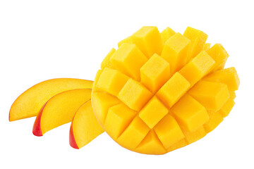 mango slices isolated on white background with full depth of field
