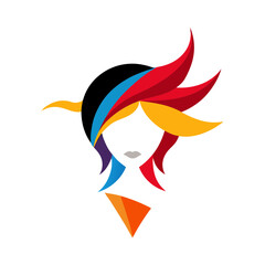 Vector art illustration of a girl's head and hair in fashion design