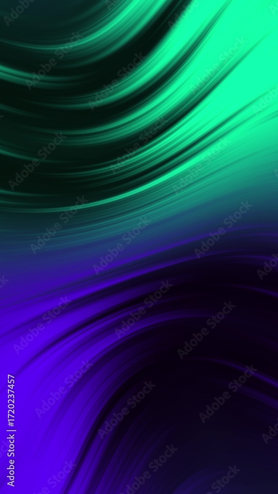 Poster vibrant liquid gradient background with smooth flowing lines in green and purple. abstract fluid art