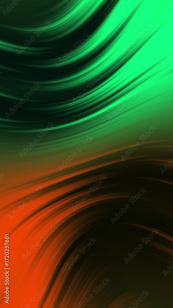 Poster abstract liquid gradient background with smooth dynamic waves. modern vibrant green and orange color