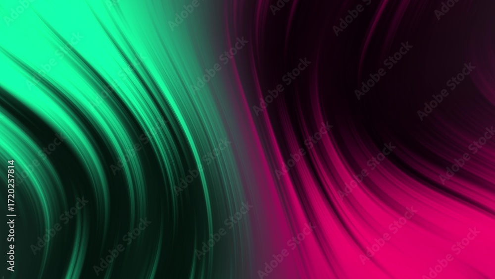 Poster abstract vibrant liquid gradient background with smooth flowing lines in green and magenta. dynamic 