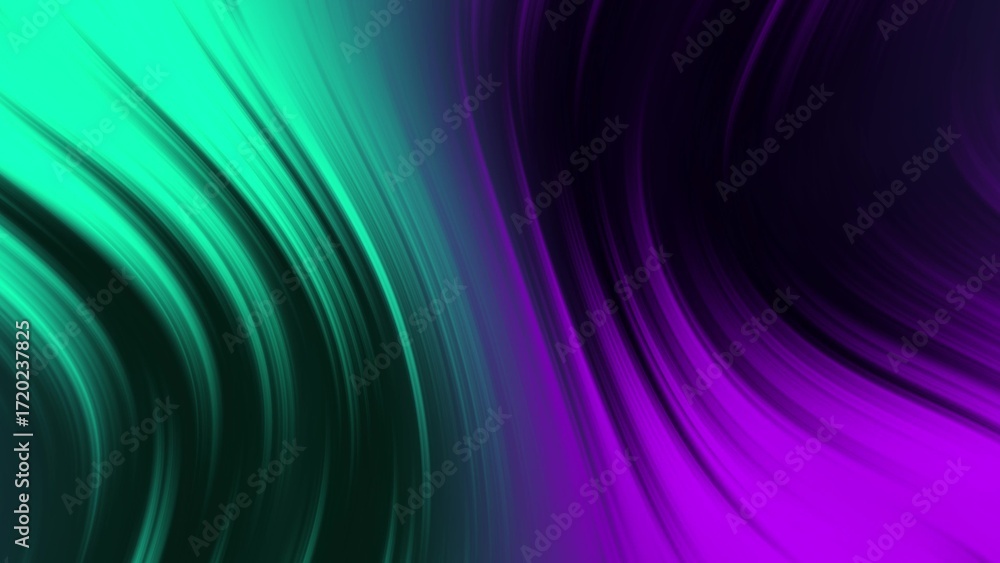 Poster abstract liquid gradient background with smooth flowing lines in vibrant teal green and purple color