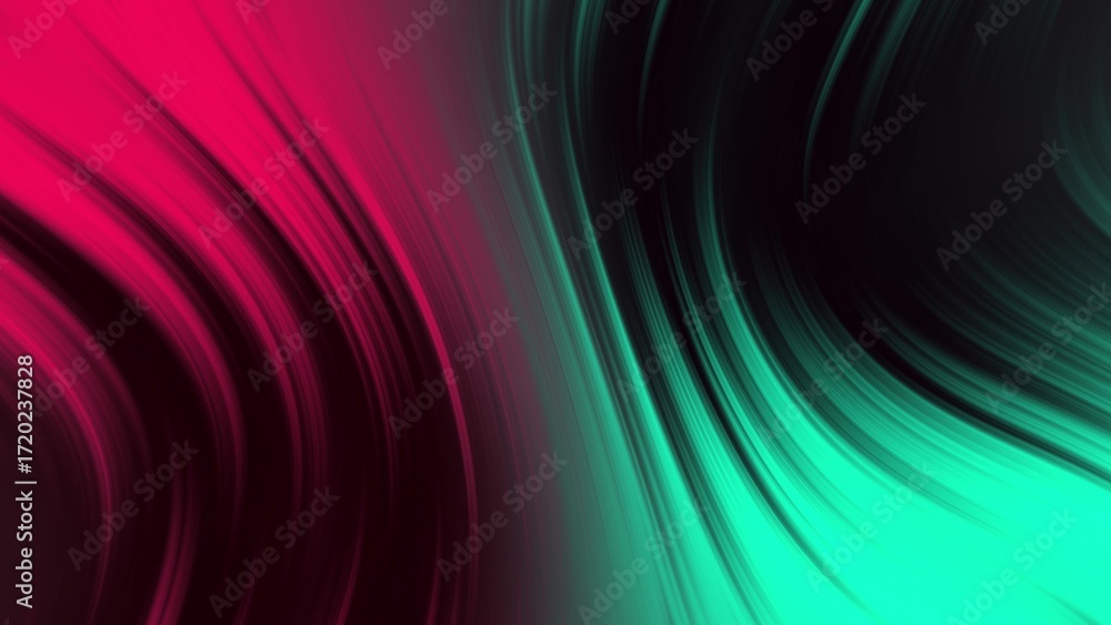 Poster vibrant pink and cyan liquid gradient backgrounds with smooth, flowing lines creating a dynamic and 