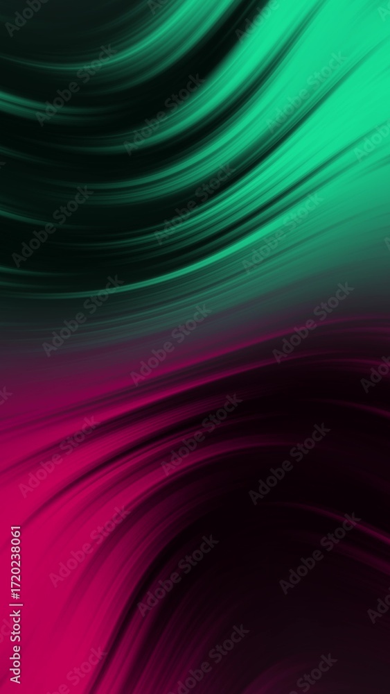 Poster abstract liquid gradient background with dynamic flowing waves in vibrant magenta pink and emerald g
