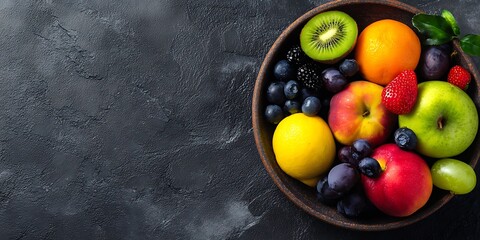Flat lay of  fruit and vegetables