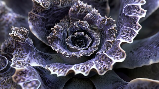 A crested succulent plant with silver and dark purple colors, featuring densely packe