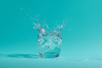 fresh water splash in glass