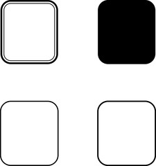 Vintage frame shapes. Black decorative label silhouettes, retro outline badge, geometric borders, retro sticker. For web, print, app or game UI. Vector