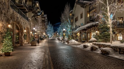 Obraz premium colorado christmas in vail town winter wonderland with festive lights