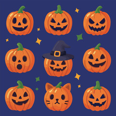 Cute Halloween Pumpkins Set