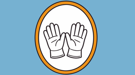 Obraz premium Two open hands in a circular frame on blue background 