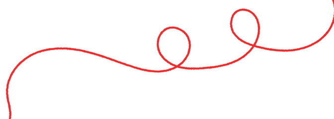 Red thread isolates on a white background. Red silk thread looped in a circle form, symbolizing vector thread of fate in tradition. .Line of red yarn, long red thread