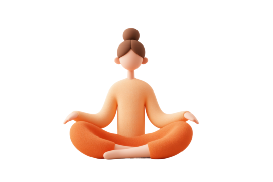 3d illustration of person meditating in lotus pose in orange attire, cut out - Powered by Adobe