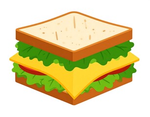 A cartoon sandwich, cheese and veggies