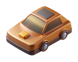 Isometric orange car model design automotive industry transport concept vehicle rendering 3d illustration isolated on transparent background
